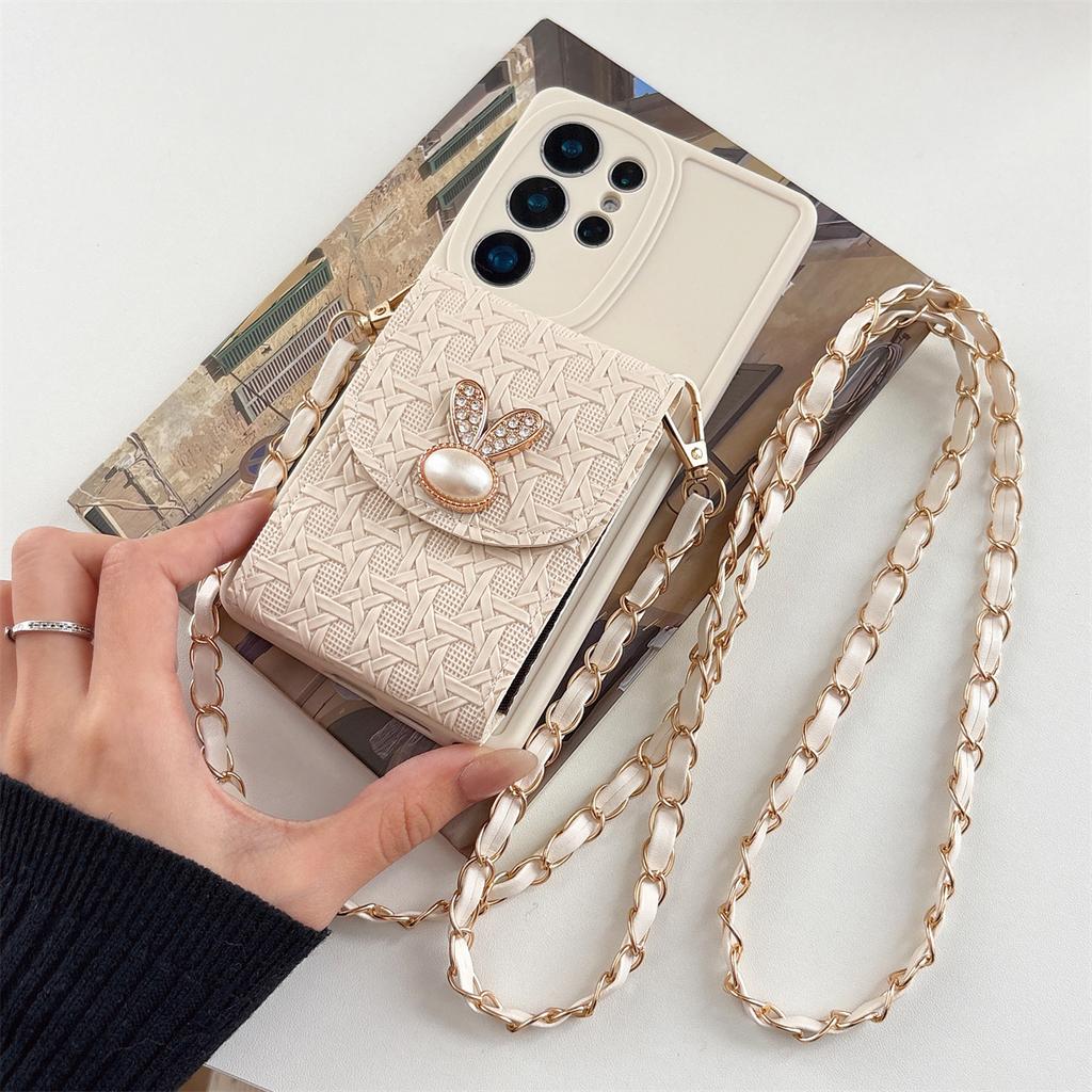 Custodia in Pelle a Tracolla per Telefono Samsung S26 S25 Ultra S24 S22 Plus S21 S23 FE A57 A17 A07 A56 A26 A36 A16 Borsa Portafoglio Copri Carte