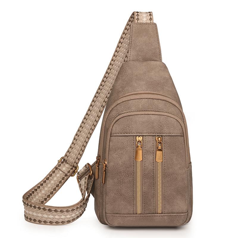 Velkokapacitní retro náprsní taška, dámská crossbody taška přes rameno, PU náprsní taška