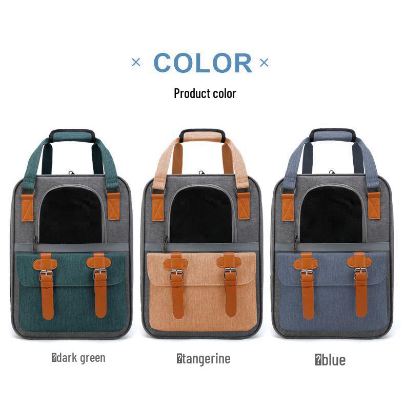 Large Capacity Portable Pet Backpack - Breathable, Foldable Double-Shoulder Bag for Cats and Dogs