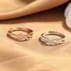 2026 Fashion Diamond Ring Twist Arm Curve Open Ring Women's Design Hollow Double Line Index Finger Ring Jewelry