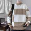 Men's Round Neck Color-Block Sweater - Trendy Knitwear Pullover for Autumn/Winter