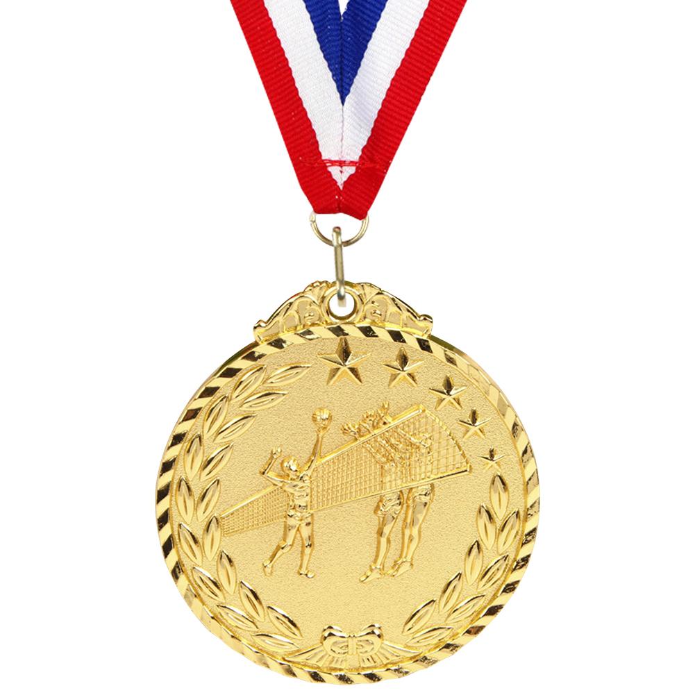 

6.5cm Volleyball Medal Sports Rewards with Neck Ribbon Competition Awards Metal Winner Medals for Competitions Party Race золотий