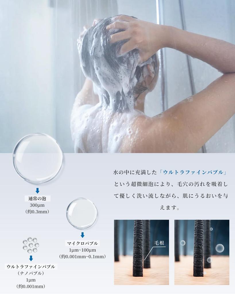 Duschkopf Mikro-Nano-Bläschen RUNCTY Wassersparender Duschkopf 5 Stufen Wasserdurchflussmodus Hohe Reinigungskraft Wasserstopp-Taste Handstopp Wasserleckage