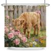 Fresh Pastoral Style Bathroom Shower Curtains Sunflower Calf Bathtub Bathroom Waterproof Curtain With Hooks Polyester Curtains