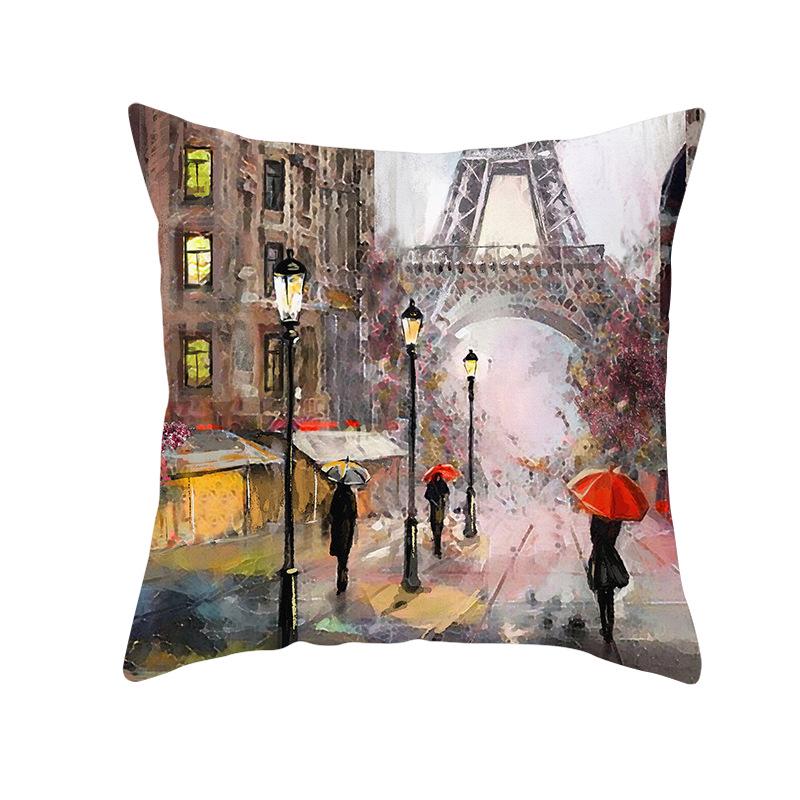 Notre Dame Cathedral French Landscape Pillow Cover European Print Cushion Waist Pillow Cover