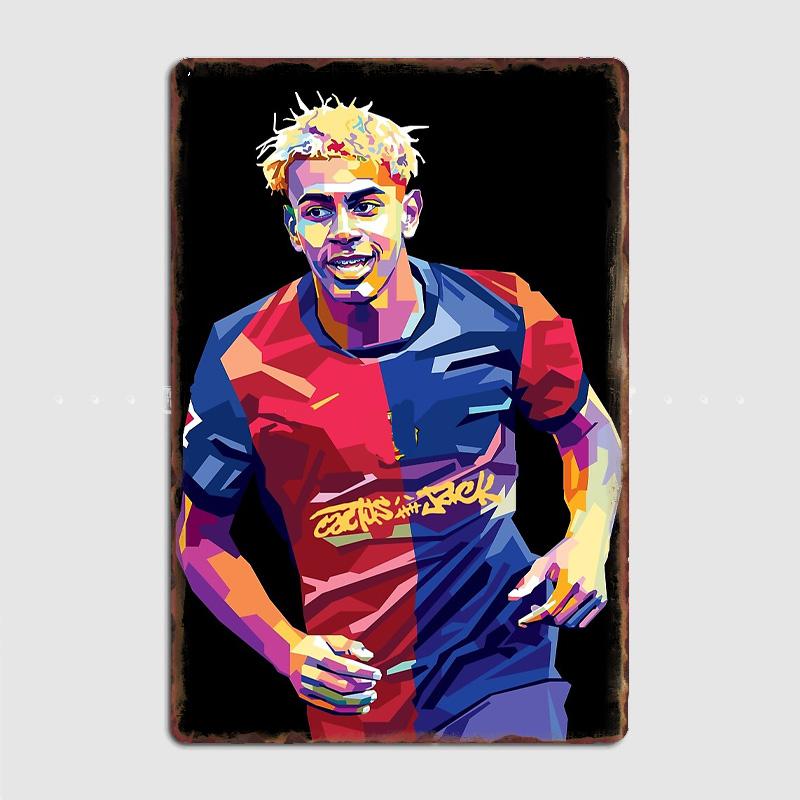 

Ламин Ямаль И Месси Футболист Ретро Постеры Металлическая Табличка Постер Бар Интерьер Спальня Настенное Искусство Домашний Декор Украшение Комнаты 20x30cm（7.8x11.8inch）