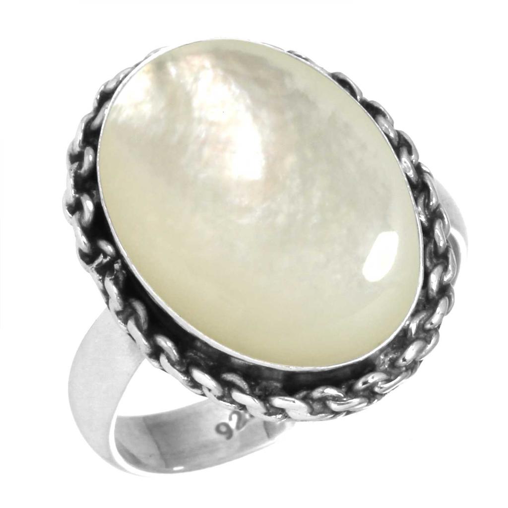 925 Sterling Silver Ring Women Gemstone Handmade Jewelry Engagement Gift Blue Green Purple Copper Turquoise Pearl Lapis Mother Of Pearl Solitaire