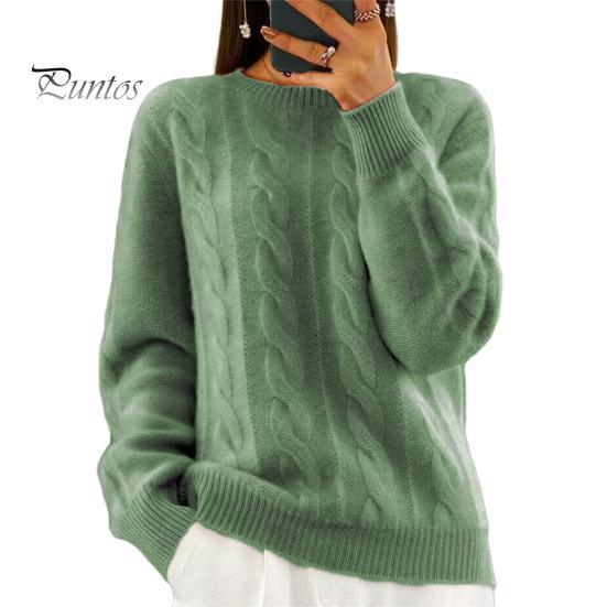 

Женский свитер с круглым вырезом и длинным рукавом, с перекрученной текстурой, трикотажные топы, однотонные, свободные, ретро-пуловеры XL зелёный