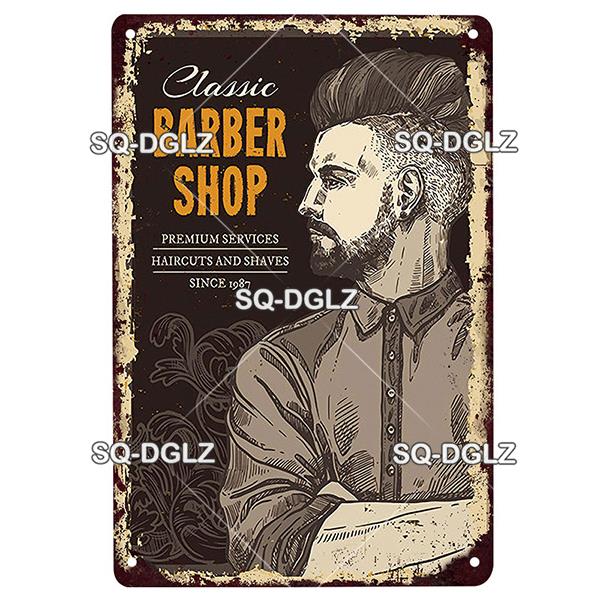 Vintage Metal Tin Sign Retro Barber Shop Wall Decor Aluminum Shaving Haircut Poster Plaque