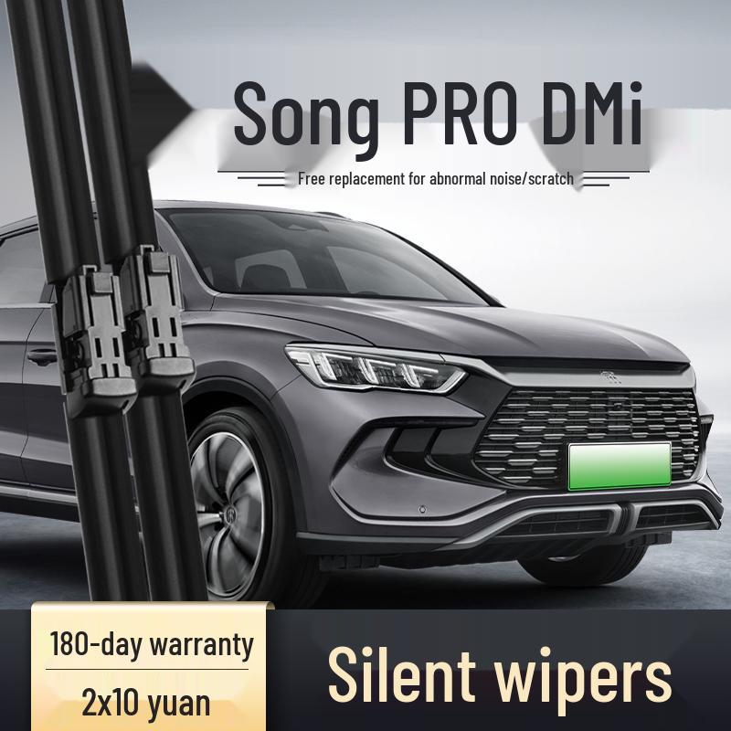 Compatible Frameless Wiper Blades for BYD Song PRO DMi - Silent Rubber Strips for Front and Rear