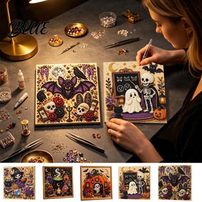 Family Activity Kits Halloween Faux Pearl Painting Kit DIY Witchcraft Art 3D Creative Hobby Sets Bead Wall Craft Kit for Adults Beginners