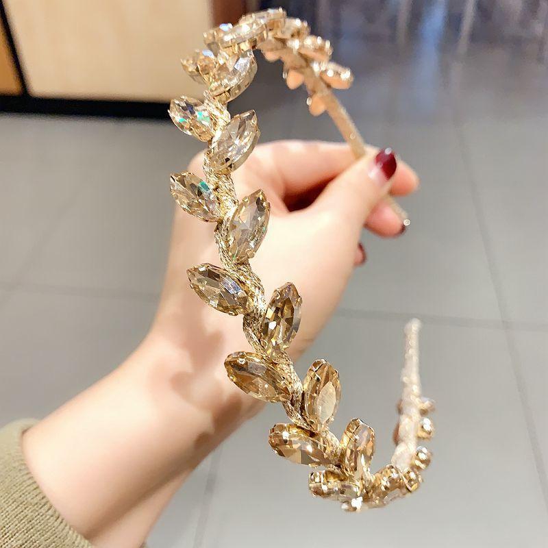 Luxus Strass Blätter Stirnband Kopfschmuck Haarband Glänzend Handgemacht Barock Kristall Blume Hochzeit Haarreifen Stirnband