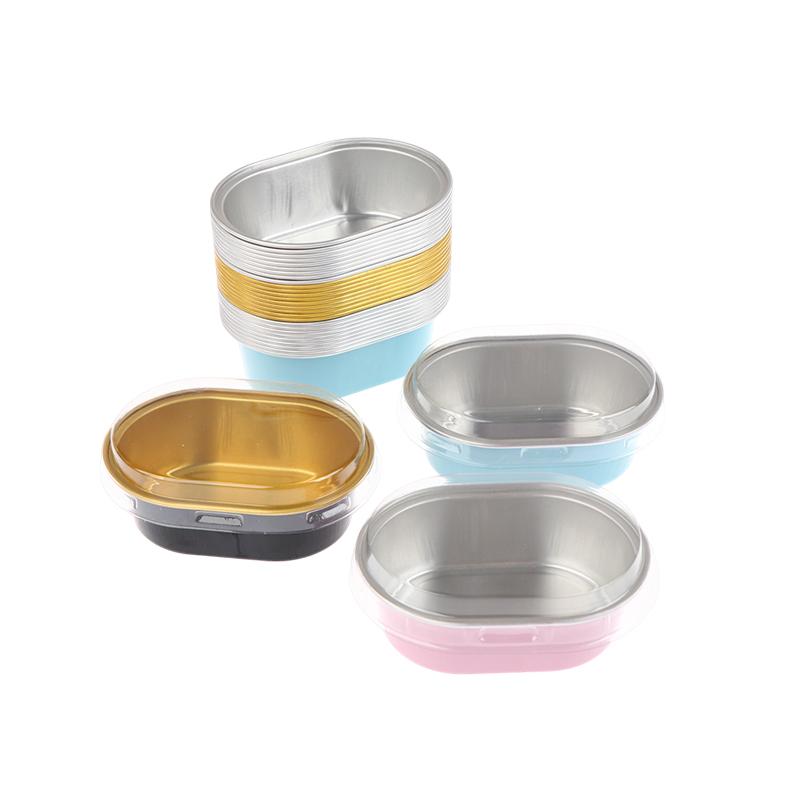 10Pcs Aluminum Foil Cake Container Cupcakes Pans Liners With Lids Heat-Resistant Foil Baking Cups Easy To Use Kitchen Tool