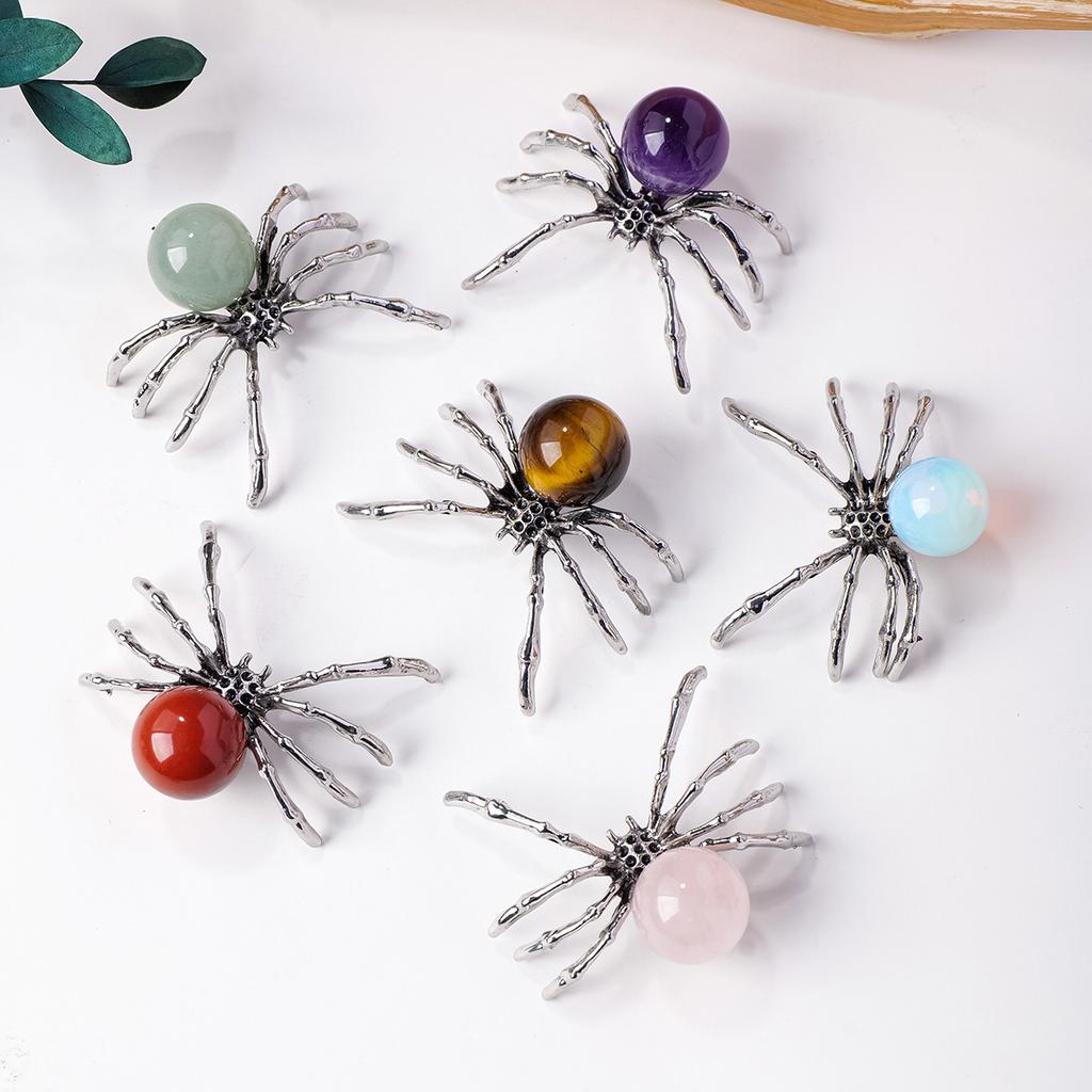 1 Stück Natürlicher Kristallkugel Spinnenornament Heimdekoration Kristallhandwerk Halloween Feiertagsgeschenk Partydekorationen Heilkristall