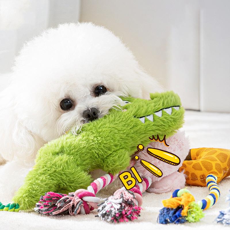 Squeaky Plush Animal Toys Dog Chew Toys Crinkle Sound Pet Toys Boredom Relief Mental Stimulation Puppy Teething Anxiety Relief Safe Pet Toys