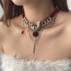 Eyes Butterfly Rose Choker Gothic Style Tassel Beaded Necklace Hiphop Y2K Velvet Necklace  Girls