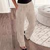 Elegante lange Hose mit seitlicher Spitzenborte, schräges Taschen-Design, lässige lockere Hose für Damen, tägliche Mode-Hosen