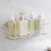 Bathroom Wall Shelf with Open Base, Adhesive Shower Storage Rack for Mounting of Bottles, Soap and Daily Use Items near Sink Side Storage