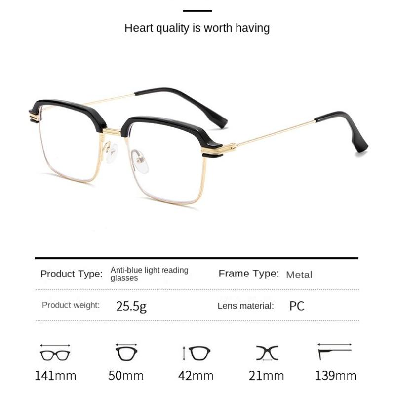 Fashion Square Reading Glasses Men Women Anti Blue Light Metal Frame Presbyopic Glasses Computer Eyewear +1.0 To +4.0
