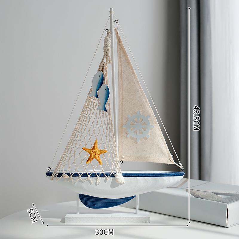 

Mediterranean-Style Wooden Sailboat Figurines - Small Decorative Handicraft Ornaments