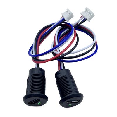Type-C 4P High Current Charging Socket With Wire Light Usb Type-C Female Type C Waterproof Female Connector