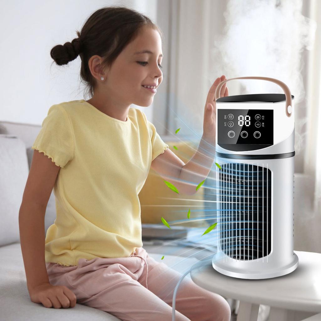 Multi-function Conditioning Fan with 9 Speeds, 8-Hour Timer, 7-Color Night Light and 3 Nozzle Outlets for Home