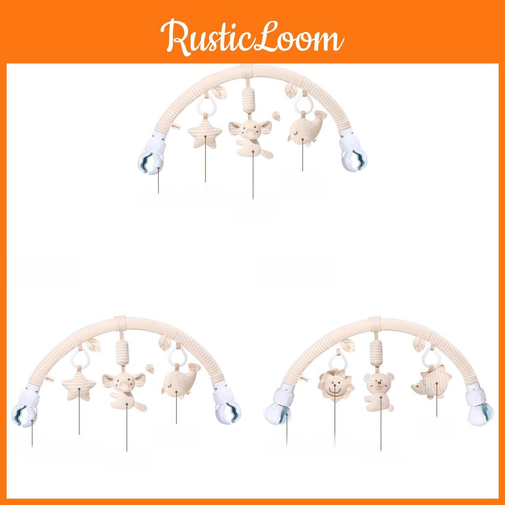 Baby Stroller Hanging Wind Chime Toy With Plush Bear And Elephant Clamps For Sensory Development