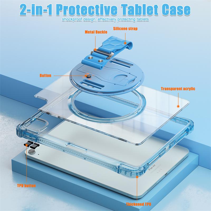 For iPad Air 11 4th 5th 10th 10.9 10.2 9th A16 11th Generation Case Hand Strap Tablet Cover for iPad Pro 11 12.9 13 inch Funda