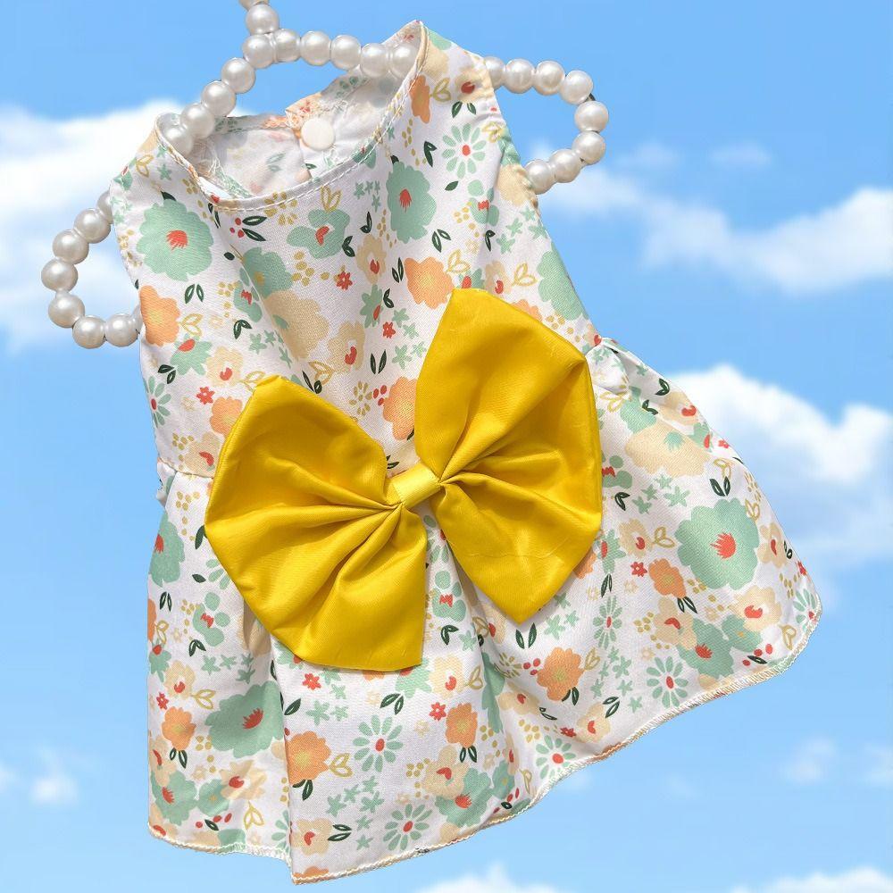 Floral Printed Cat Dog Dress Cute Pet Skirt Breathable Puppy Princess Skirt Spring Summer