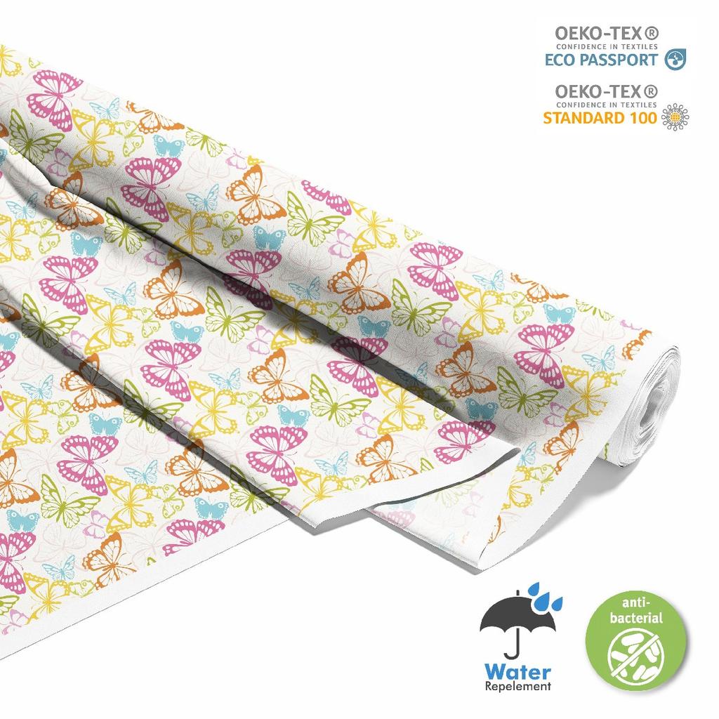 Outdoor Dekostoffe Oxford - Motiv Bunte Schmetterlinge I Dx098
