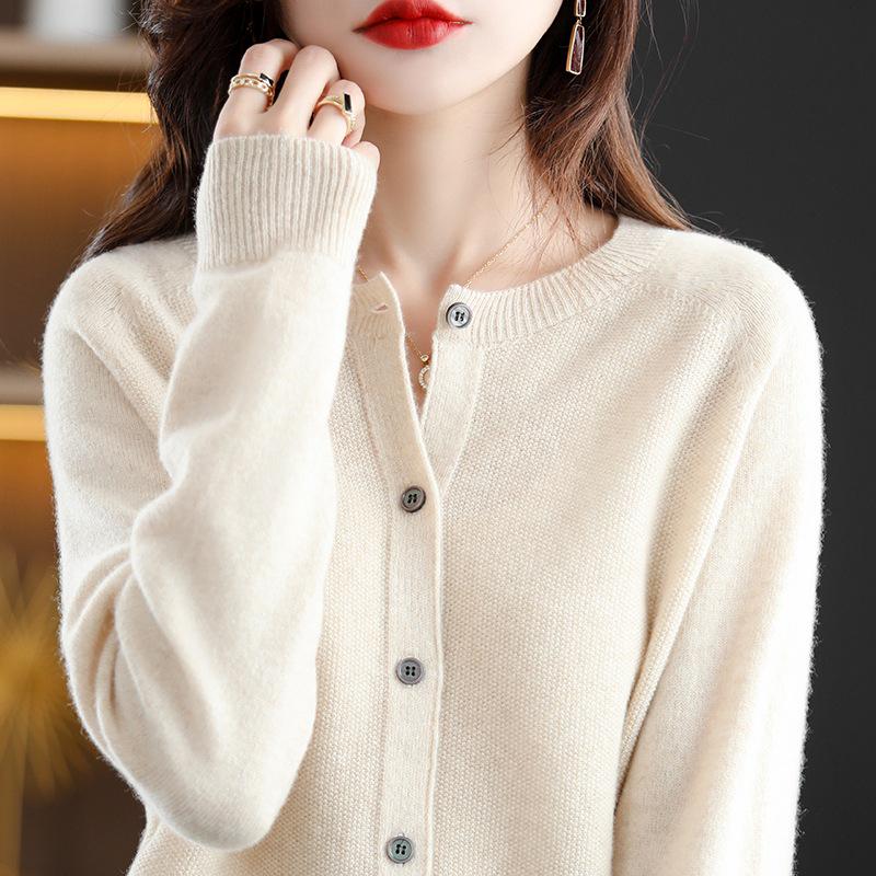 Women's Plus Size Wool Cashmere Cardigan - Cozy Autumn/Winter Knitwear Sweater