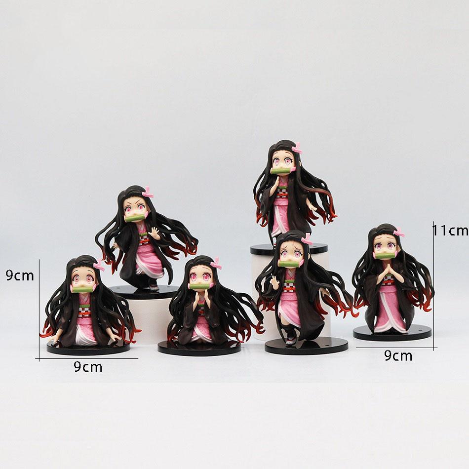 6Styles  Anime Peripheral Qversion  Figurine Kamado Nezuko Cute Style Plaything Figurine Ornament Surprise Present Box