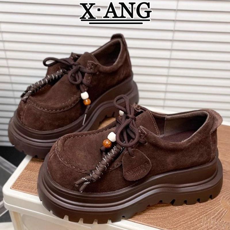 Leather All-inclusive Children's Muffin Thick Sole Heightening Small Women's Shoes Casual Single Shoes Kangaroo Shoes