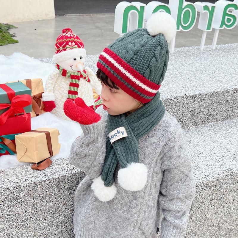 Vánoční dětská čepice, šála a rukavice třídílná dětská sada Zimní kašmírové dětské chlapecké a dívčí nákrčníky pro zahřátí