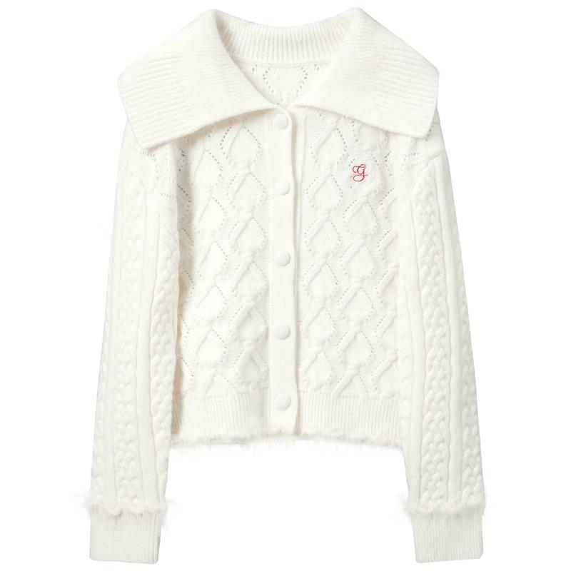 Sancai Women s Embroidered Cable Knit Cardigan S (155/80A)