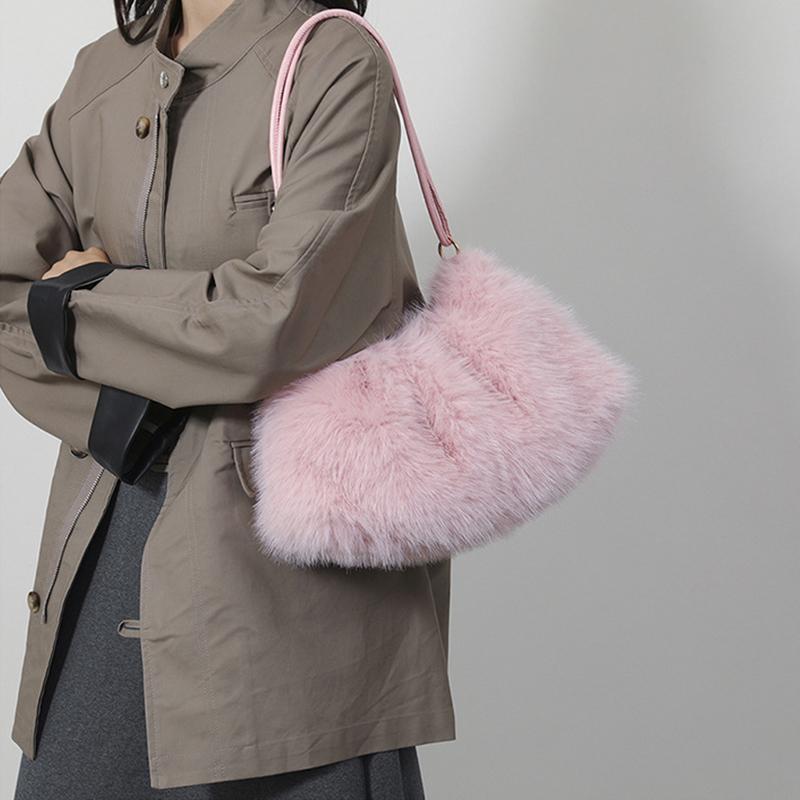 Faux Rabbit Fur Plush Sholder Bag Fashion And Luxury Fur Bag Women's Bags A Good Choice Tosend Friends High-end Plush Tote Bag