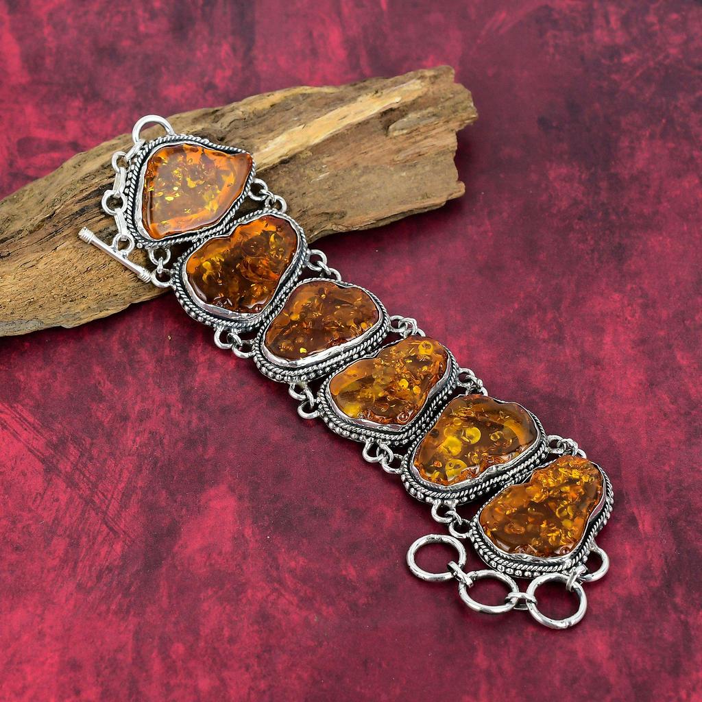 Pietre prețioase din chihlimbar baltic 925 din argint solid 925 set de bijuterii pentru colier și brățară, bijuterii cu lanț reglabil realizat manual pentru femei