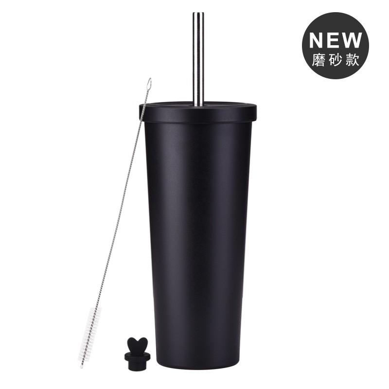 830ml Stainless Steel Insulated Tumbler With Wide Opening Straw Lid Bubble Tea Coffee Water Vacuum Thermos Cup Office