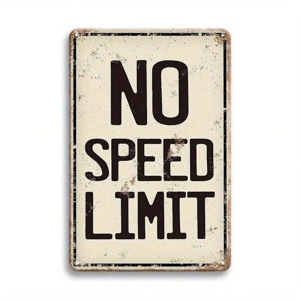 Planetjuice Vintage Metal Tin Sign No Speed Limit X Inch Rustic Wall Decor for Garage Bar Man Cave 20X30CM