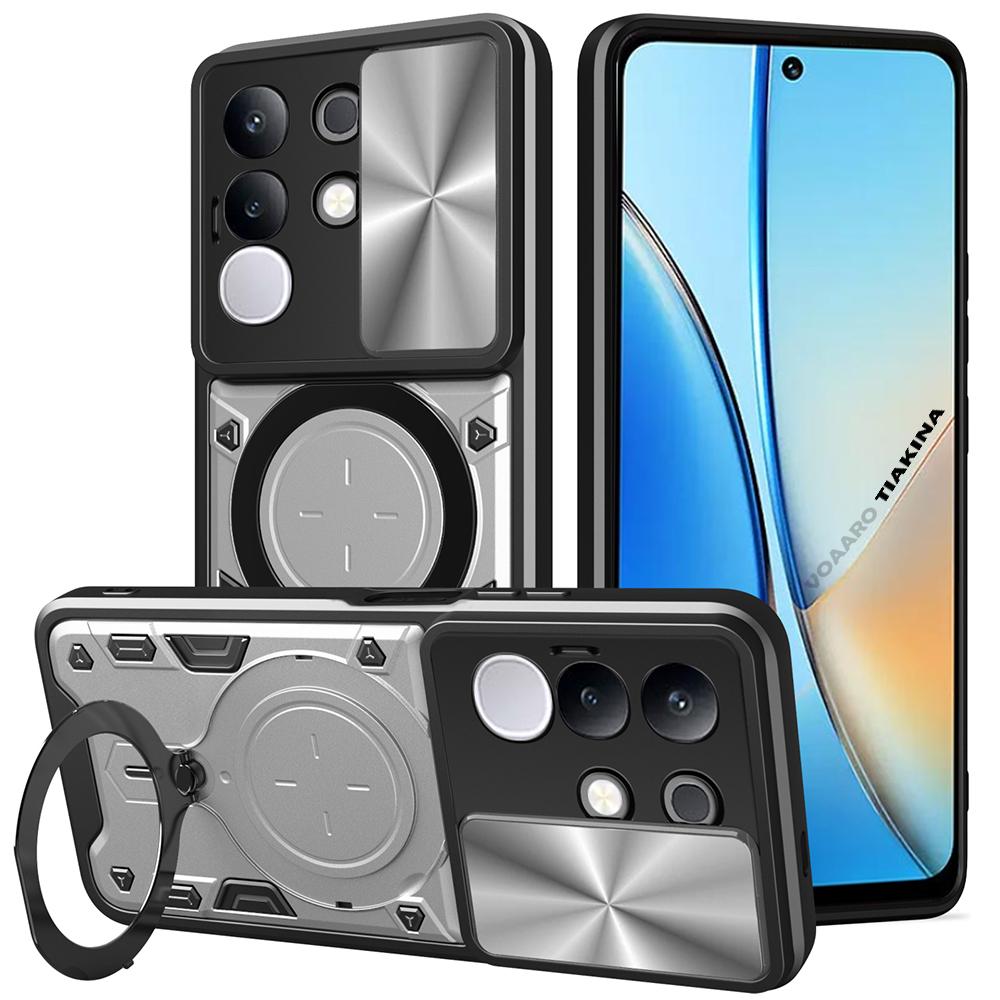 

Slide Lens Push Window Armor Funda for Vivo Y29 4G Global Case for Vivo Y29 4G Global Case Magnetic Ring Stand Holder Cover Vivo Y29 4G Global серебряный