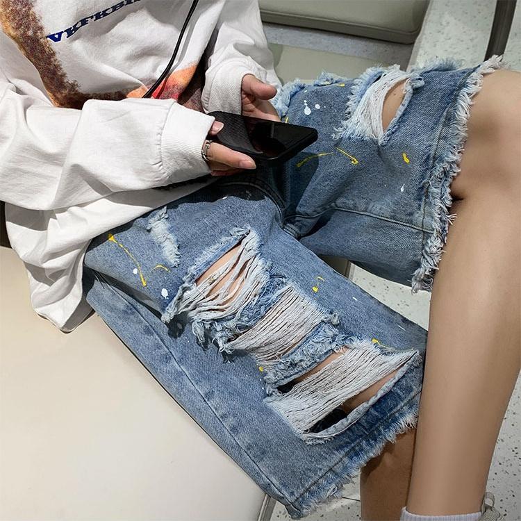 Prané Trhané Džínové Šortky Pánské Letní Značka Tide Americký Ruffian Pohledné Ležérní Kalhoty