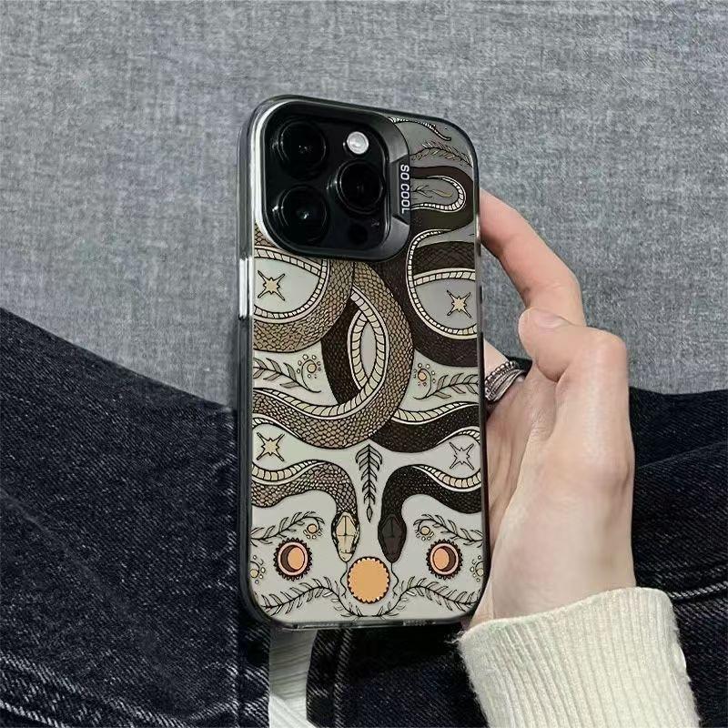 Double Snake Playing Beads Apple 16 Mobile Phone Case iPhone15promax Advanced Sense Colored Silver 14/13 Anti-drop Case 12