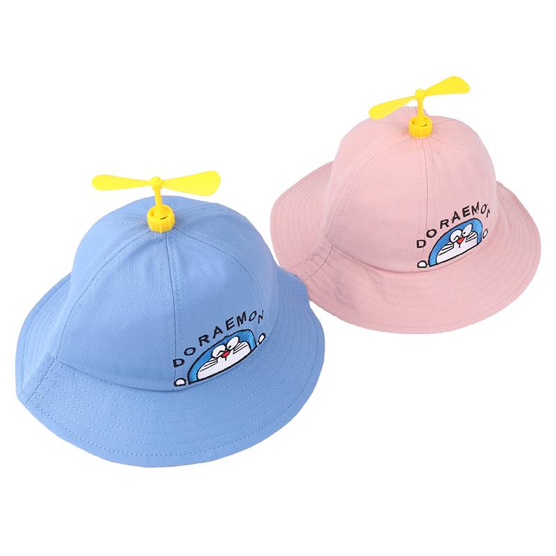 Doraemon Kleiner Propeller Kinder Baby Fischerhut Netzmütze Cartoon Sommer Outdoor Strandhut Sonnenschutzhut Eimerhut