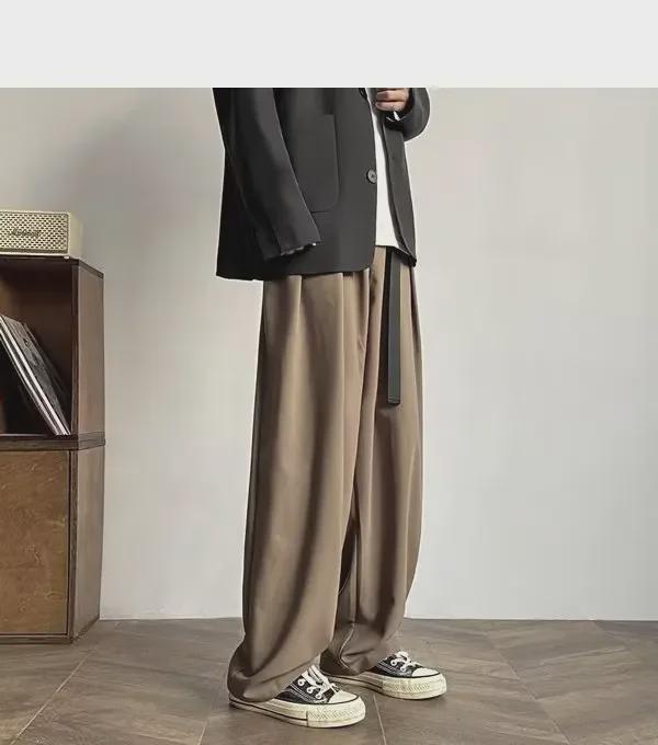 Men's Japanese Retro Wide-Leg Drape Trousers - Trendy, Loose-Fit Cityboy Style