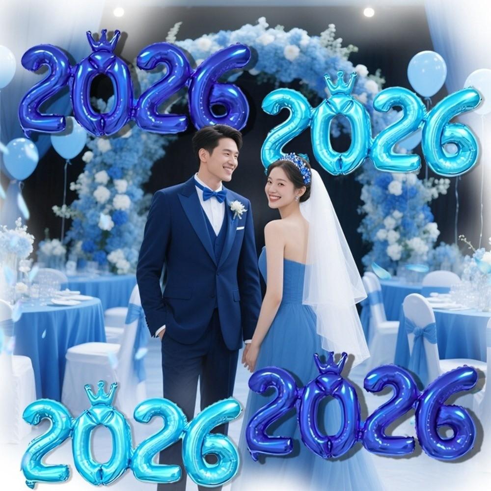 Crown 2026 Number Foil Balloons New Year Navidad 2026 Eve Party Decoration Party Supplies 16in Christmas Decorations Photo Prop