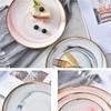 6 Inch Elegant Marble Texture Gold Trimmed Dish Plate Phnom Penh Ceramic Dessert Tray Snack Plate for Fruit Western Dishes