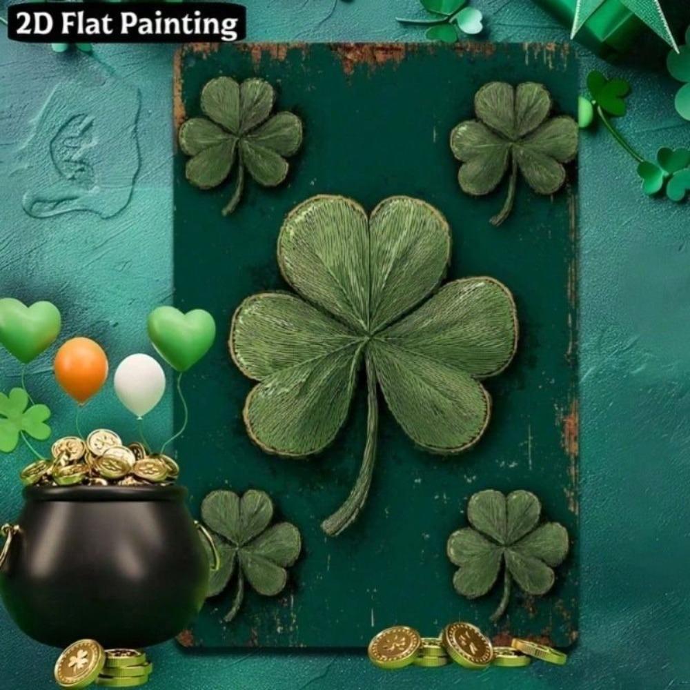 Vintage Irish Shamrock Metal Wall Art - St. Patrick's Day Home Bar Party Decor