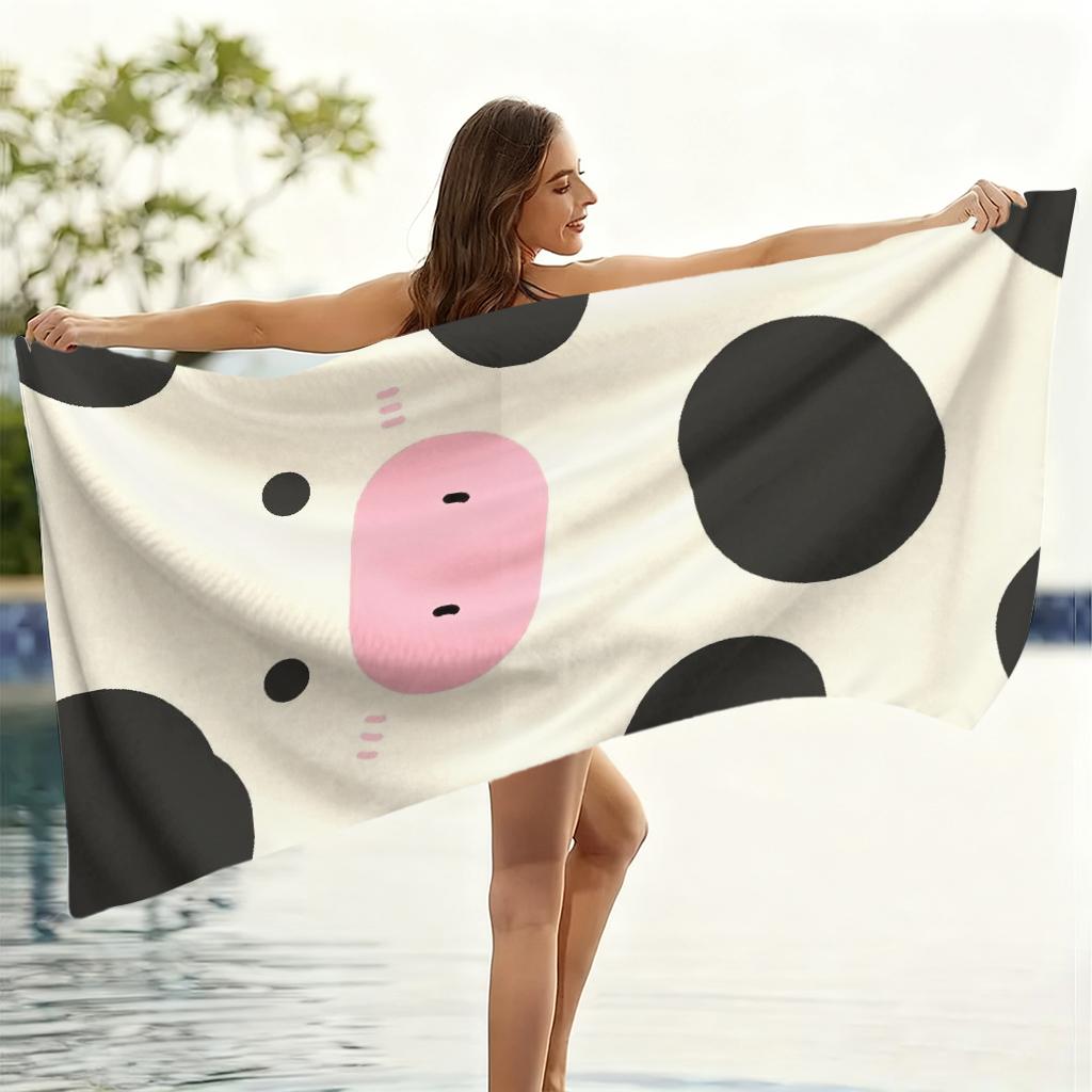 1pc Cartoon Cow Beach Towel Quick-drying Towel Super Absorbent Suitable for Beach Vacation Pool Swimming Summer Gift for Friends