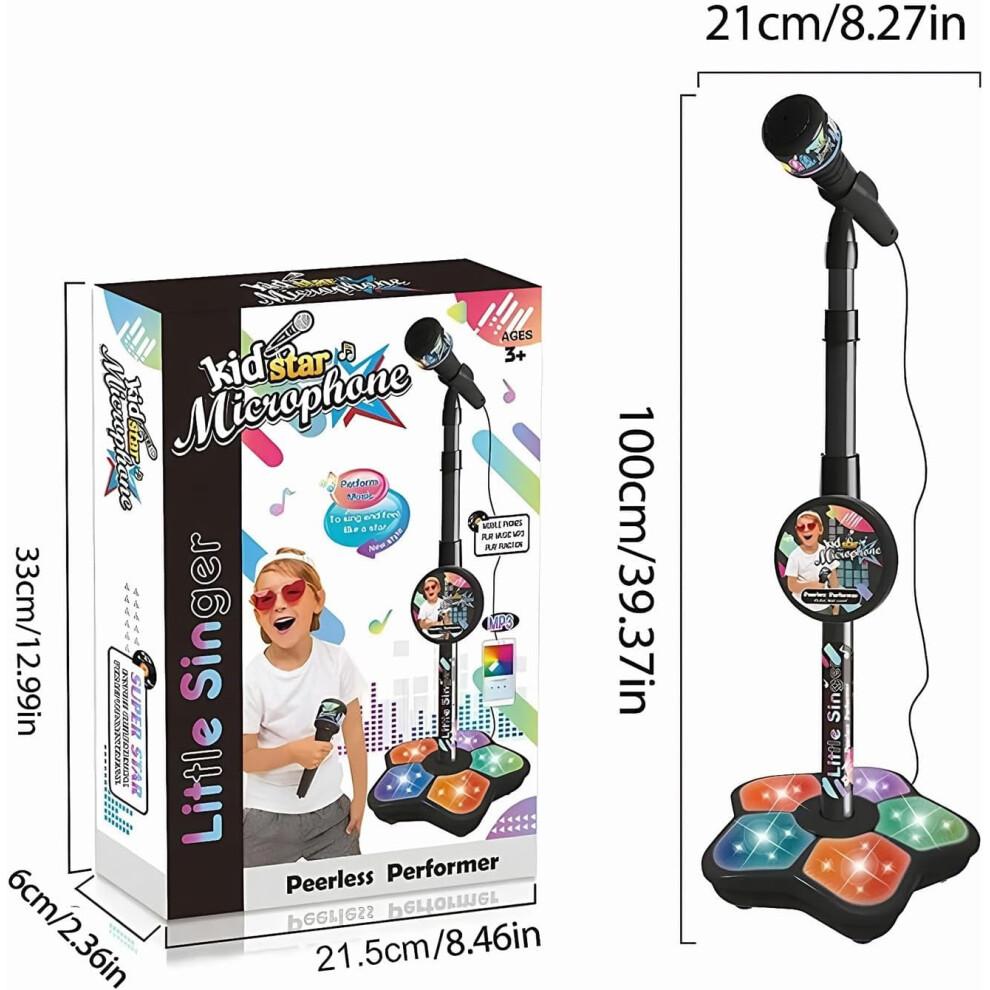 Kids' Microphone & Stand Set with Adjustable Height, Lights, Echo & Speaker