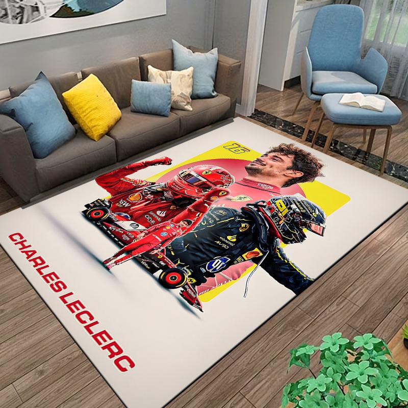 Area Rug Charles Leclerc 16 F1 Ferrari Driver Composite Poster Decor Carpet for Office Man Cave Gift